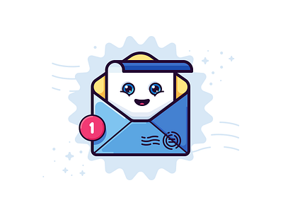 You've got mail envelope happy icon illustration letter mail new vector