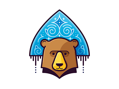 Russian style animal bear headdress icon illustration kokoshnik russia style vector