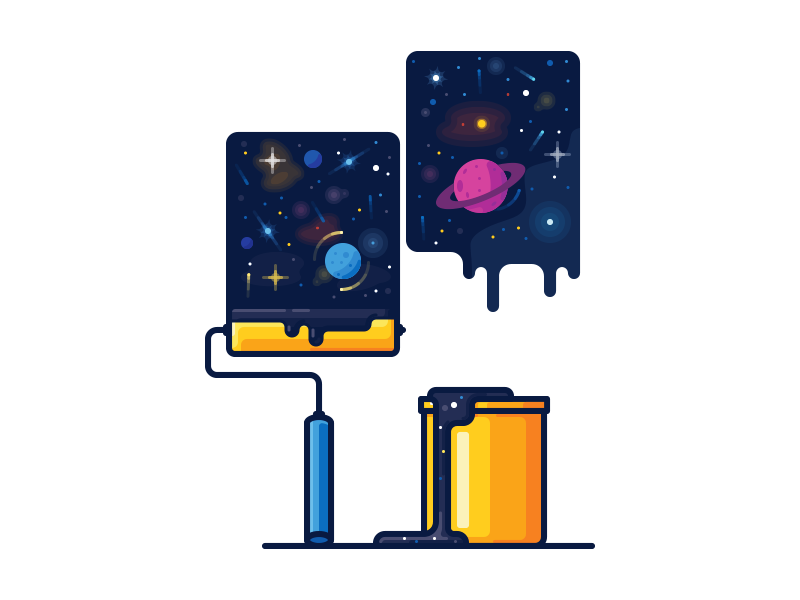 Paint bucket star universe planet space brush paint illustration vector