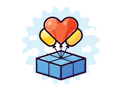 Gift balloon box gift icon illustration present simple sky vector