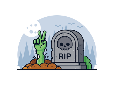 Zombie cemetery graveyard hand illustration rip tombstone vector zombie