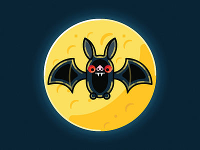 Bat bat bloodsucker flat halloween illustration moon night simple vampire vector