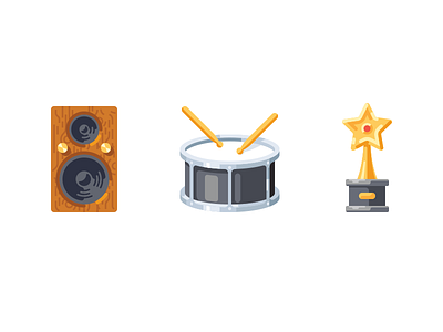 Music icons award drum flat icon music simple sound speaker vector