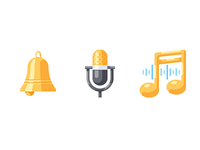 Sound icons bell flat icon mic microphone music note simple vector