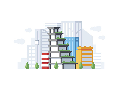 Downtown building city downtown icon illustration office town vector