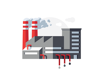 Factory building ecology factory icon illustration industrial polution vector