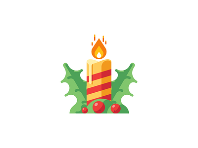 Christmas candle berry candle christmas decoration flame holly icon light vector xmas