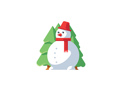 Snowman christmas icon pine red snow snowman tree vector xmas