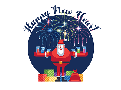 Happy New Year to all of you! celebration chemistry fireworks gift illustration new year santa vector