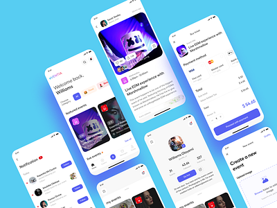 Events App Design Concept app design application design event events live chat livestream maps mobile app mobile ui notification payment ui uidesign uiux ux uxdesign