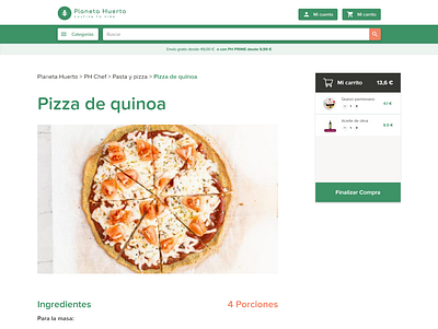 PH Chef Receta Single design ecommerce food foodie green minimal nutrition recipe ui