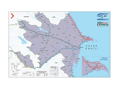 Azerbaijan Railways Map design illustration map mapping