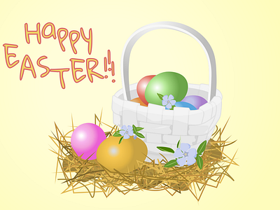 Happy Easter!!! basket easter easter eggs flat happiness illustration illustrator weekend