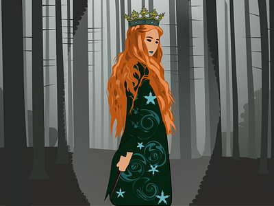 Red queen black forest fairy tale games illustration illustrator magic queen red scene vector