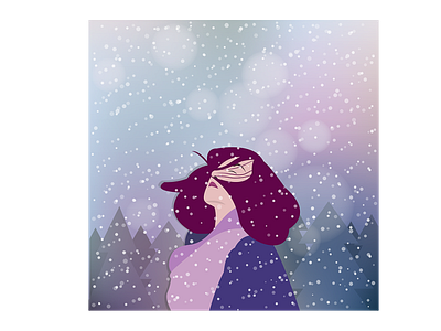 Winter comes design flat girl illustration illustrator model pink postcard snow vector winter