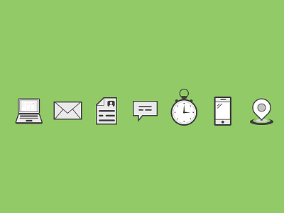 Iconset for landing page icons mac mail marker mobile timer