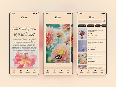 Flowr mobile ( Design Exploration ) design figma minimal