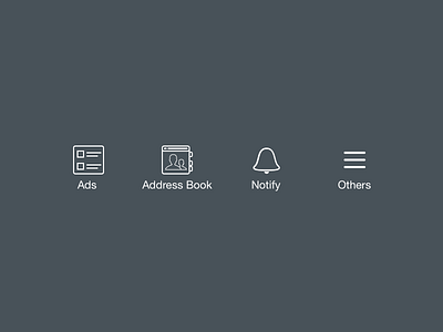 iOS app iconset menu addressbook ads icons ios iphone menu minimal mobile notify sketch sketch3