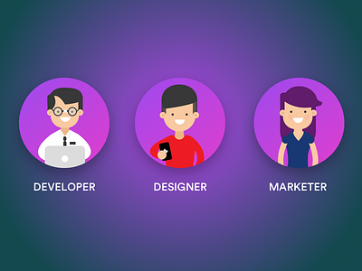 Ux Fun Personas caracter design designer developer fun girl krdesign marketer personas sketchapp ux