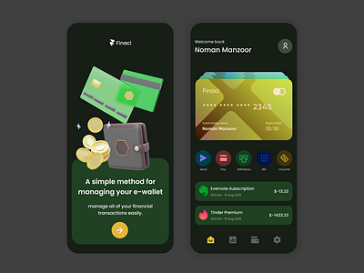 E wallet app UI design