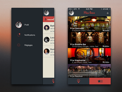 iOS Findly App app bars ios menu mobile profil slider ui ux