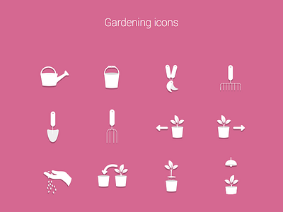Gardening Icons flat garden gardening icons plant sketch
