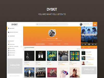 DYSKIT - Music player & Profile app artist audio covers list music player playlist profile page sketch ui