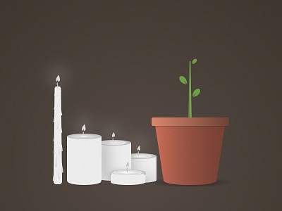 Candles & Plant | Sketch freebie illustration candle drawing freebie green illu illustration plant sketch