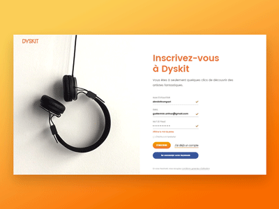 Dyskit Login screen 2016 background desktop form headphone login music prototype screen ui ux video