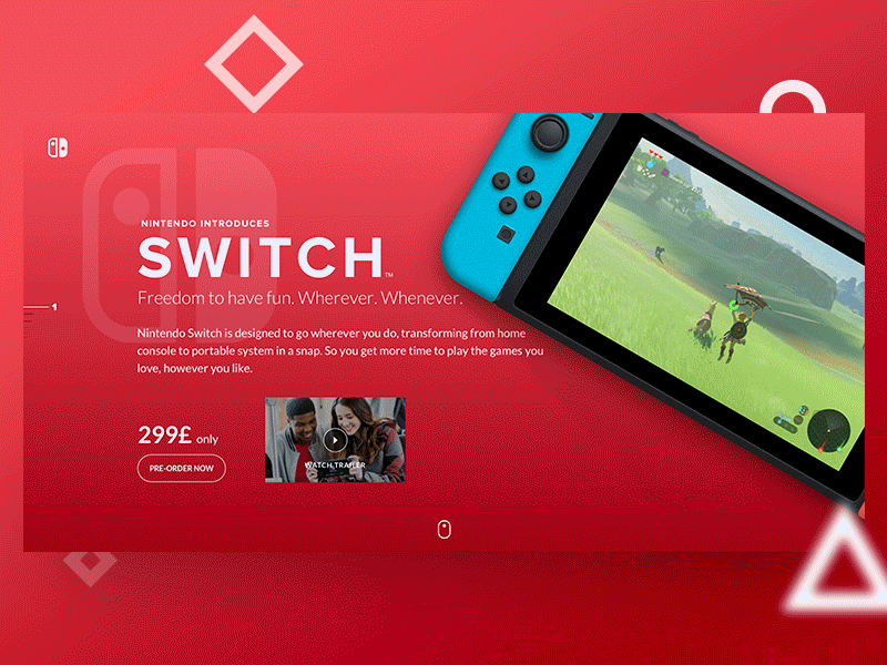 Nintendo Switch Homepage Redesign (.prd attached) animation homepage joy con landing nintendo principle redesign scroll switch ui