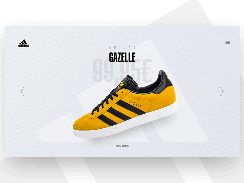 Adidas Product Page Transition adidas animation drag principle redesign scroll shoes transition ui
