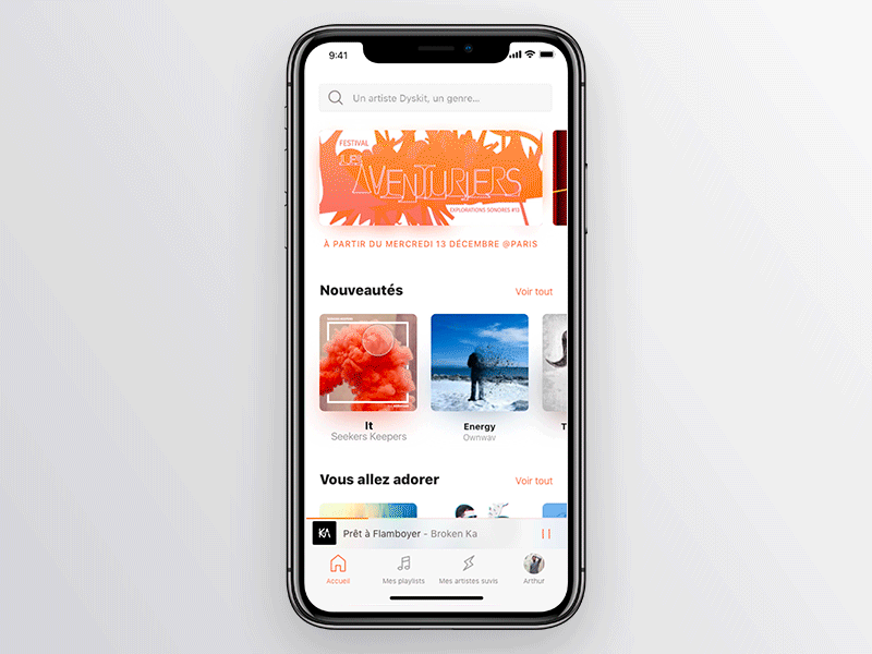 Dyskit Music App - Votes force touch 3d touch principle animation voting vote interaction ui app music iphonex
