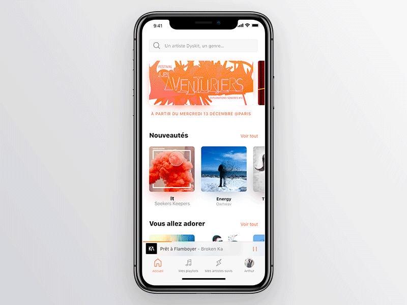 Dyskit Music App - Votes 3d touch animation app force touch interaction iphonex music principle ui vote voting