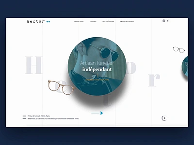 Hector - Optical website 2018 animation drag drag drop glasses homepage optical optician typo