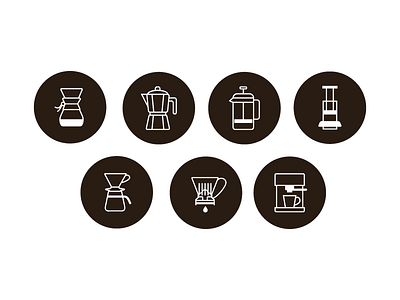 Coffee icons aeropress cafe chemex coffee design espresso flat french press hario icons illustrator vector