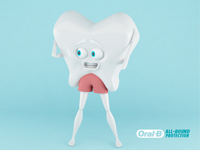 Mo the tooth! 3d cgi character germs oral b scared tooth toothpaste white