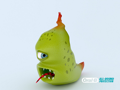 Bamie, germ! 3d b cgi character cyclops germs green oral scared spots teeth toothpaste