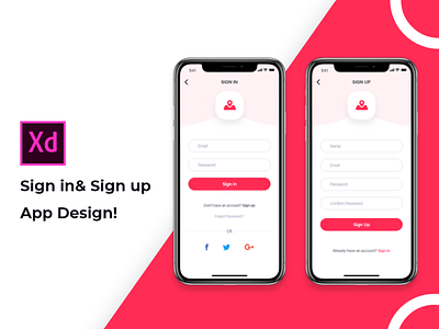 Sign in & Sign up App Design app app design application kit logo screen shot sign up simple single page singnin ui ux ux ui uxui xd design