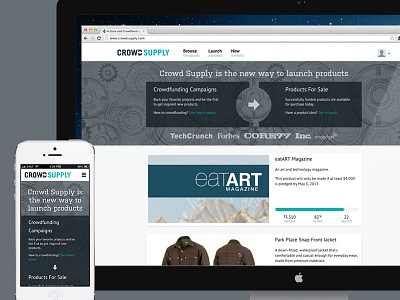 Crowd Supply crowdfunding design responsive website