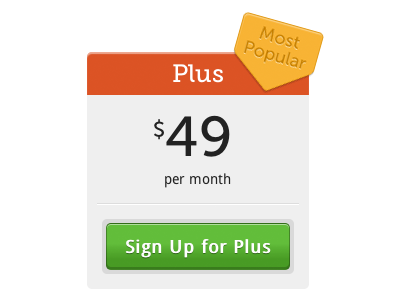 Plus Plan big bold css3 green html orange pricing yellow