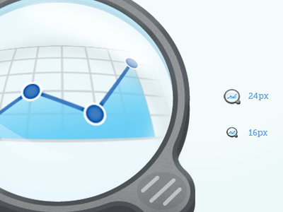 Analytics, Magnified blue gray icon