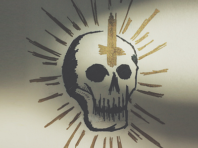 Praise Of The Death cross death fineliner follow gold hand illustration moleskine praise rays shadow skull