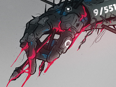 Stanchion arrow design blood cyberpunk drawing hand illustration poster