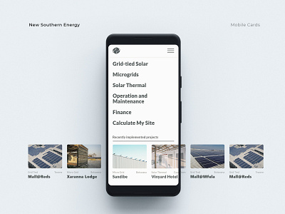 New Southern Energy - Project Cards carousel mobile projects renewable energy services solar ui web website