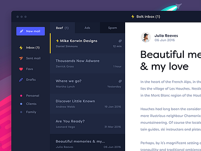 Bolt Inbox ⚡️ dashboard e mail inbox mail messages minimal minimalistic ui ux web webdesign