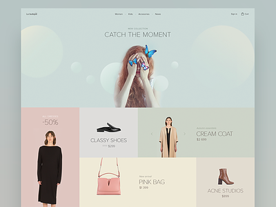 Catch the moment 🦋 design landing page minimal minimalistic personal portfolio shapes typography ui ux web webdesign