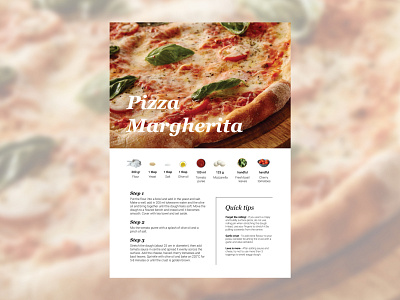 Pizza Margherita recipe design editorial design graphic design illustrator pizza recipe weekly challenge weeklywarmup