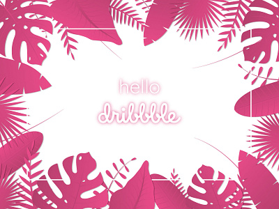 Hello Dribbble! hello dribbble illustration tropical welcome shot