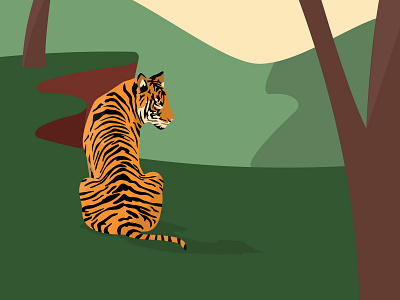 Tiger design illustration jungle landscape nature tiger wildlife