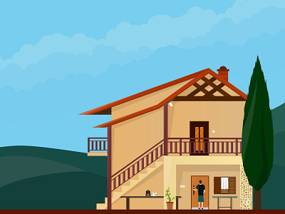 Weekend house (edit) flat design gradient graphic design illustration landscape nature